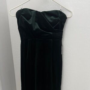 Express Strapless Velvet Dress in Deep Green